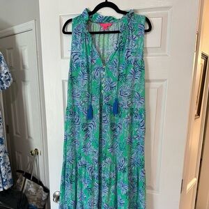 Lilly Pulitzer Green and Blue Ruffle Dress